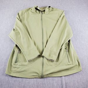 Allison Daley li Jacket Womens 1X Green Athletic Floral Pocket Full Zip